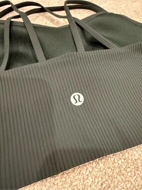 lululemon athletica Ribbed Strappy Sports Bra in Dark Green